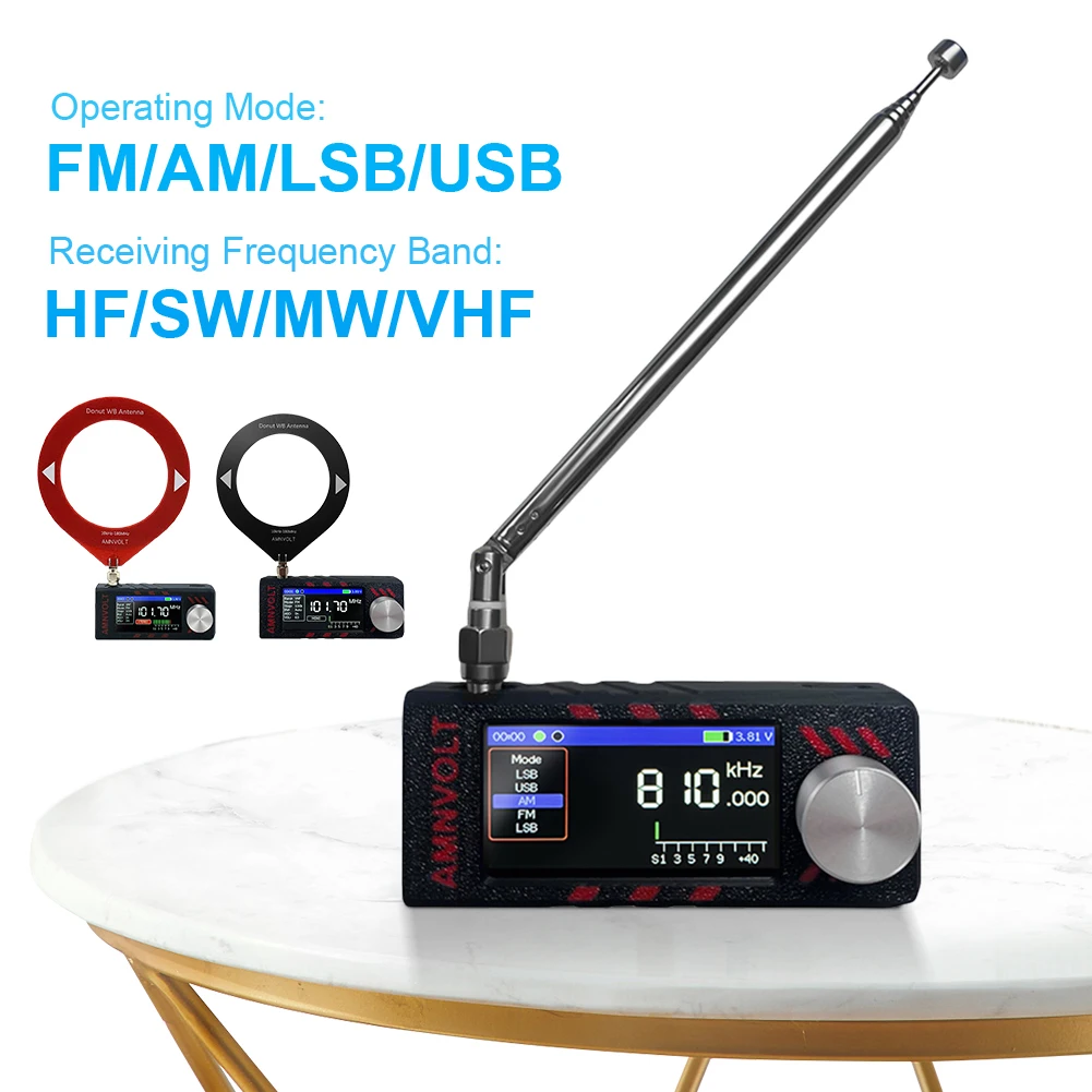 

SI4732 0.5-108mhz LSB USB AM FM FM/AM Radio 1.9inch IPS Screen Portable Radio with Antenna All Band Radio Receiver