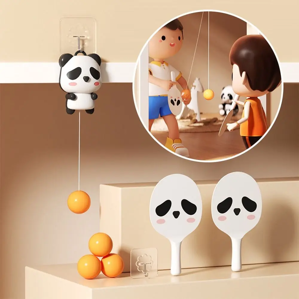 Cartoon Panda Table Tennis Hanging Trainer Parent-child Interaction Hit Resistant Ping Pong Exercise Prevention of Myopia