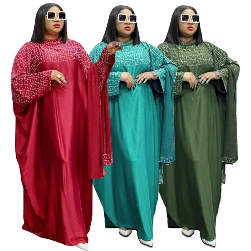 Abayas de talla grande para mujer Dubai lujo 2025 gasa Boubou moda musulmana caftán boda vestidos de fiesta de noche ropa africana