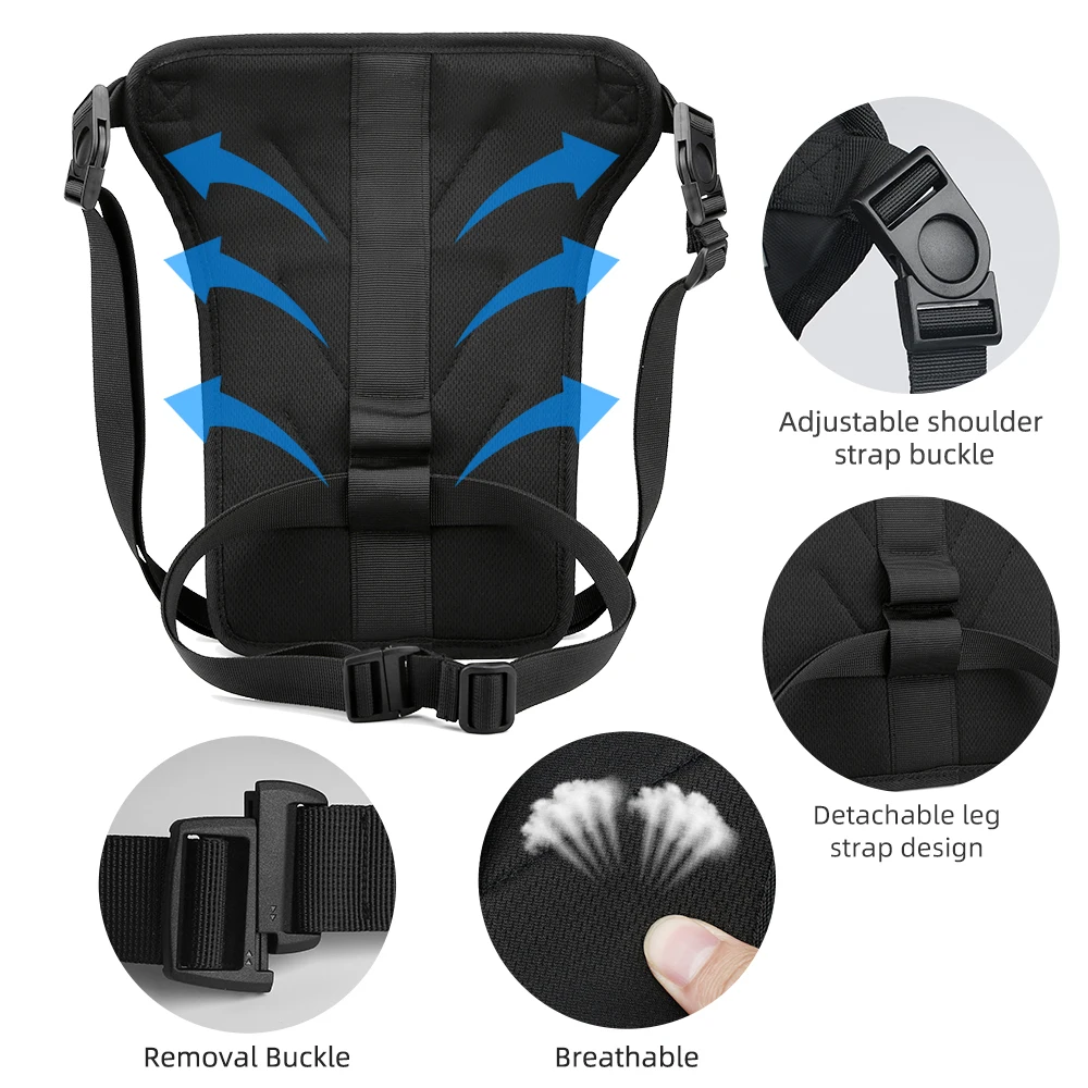 HK Men's Outdoor Waist Bag Multifunction Portable Fanny Pack Durable Hip Bag Waterproof Thigh Bum Packs Riding Male Shoulder Bag