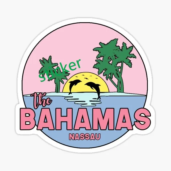 Bahamas flag Travel Slogan Car Bumper Travel Stamp Colorful Car Stickers Walls Doors and Windows Yacht RV SUV Waterproof Decals
