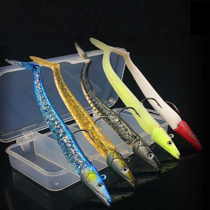 5Pcs Box Soft Fishing Lure 10g/11cm Wobblers Artificial Bait with Spoon Jig Fishing Tackle Soft Plastic Jig Head Lure Fishing