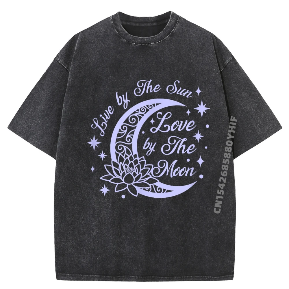 

Live By The Sun Love By The Moon Крутая одежда с небесным дизайном Мужские рубашки Футболки с принтом Vaporwave Мужские потертые топы