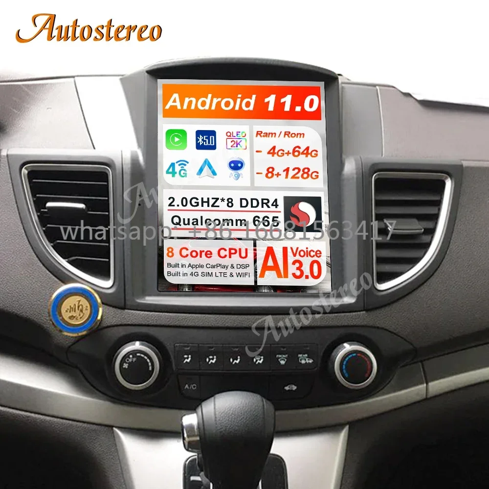 

Android 11 128G Tesla Style Vertical Screen Car GPS Navigation For Honda CRV CR-V 2012 2013 2014 2015 2016 Multimedia Player 4G