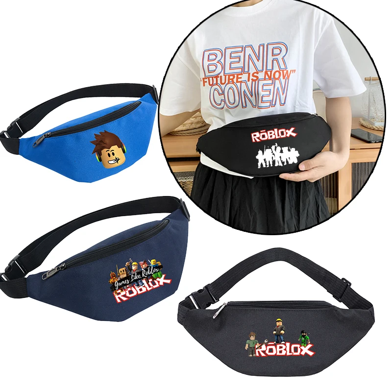 Roblox Crossbody Bag Trend Satchel Shoulder Handbag Anime Figure Print Chest Bag Waist Pack Simple Zipper Purse Pocket Wallet