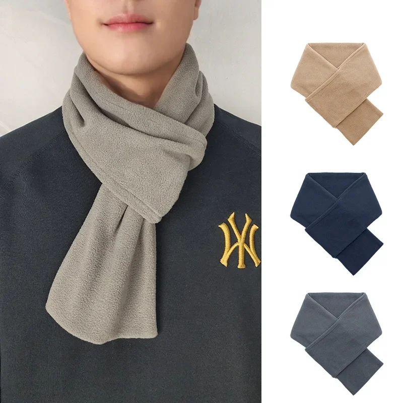 Chic Design Scarf Men Autumn Winter New Warm Simple Solid Muffler Male Fleece Thermal Classic Cold-proof Scarf Gents