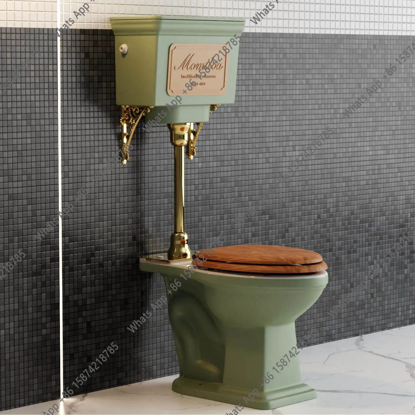 

XvIndustrial Wind High Water Tank Retro Toilet Floor Row Old-fashioned Wall-mounted Water Tank Ceramic Customizable Color Bar