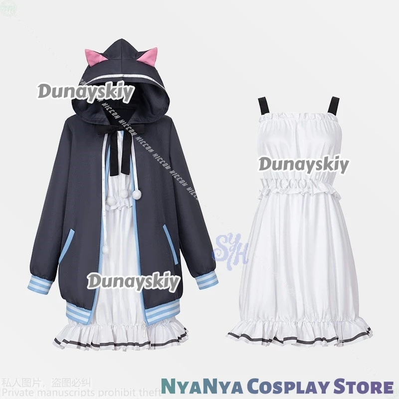 Nishiki Asumi لعبة الإبداعية تأثيري أنيمي زي Jirai Kei الفتيات القط الأذن معطف Kawaii Y2k فستان جميل لوليتا الباروكات هالوين