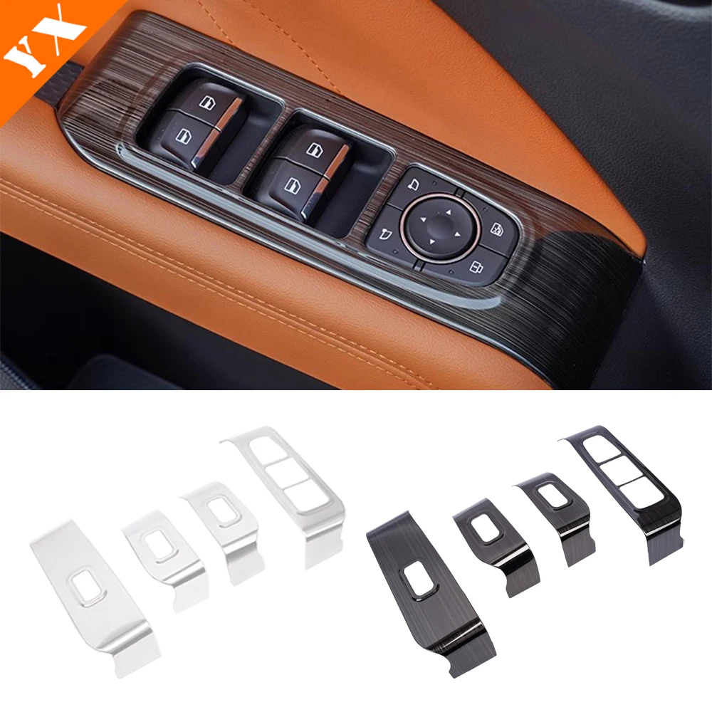 For GMW Haval H9 2024 2025 Accessories Stainless Black Silver Car Door Armrest Window Garnish Glass Lift Switch Frame Cover Trim