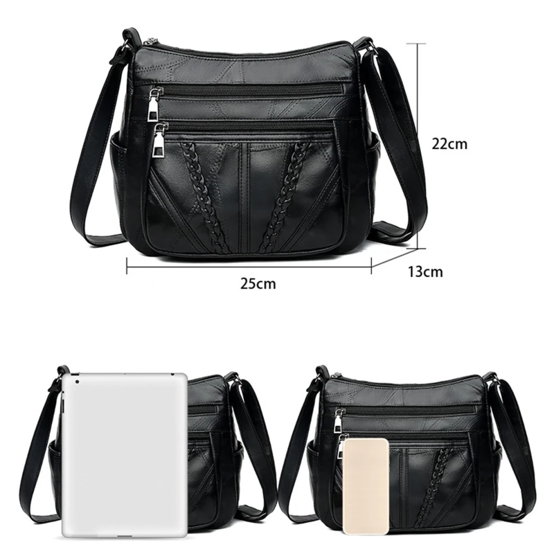 Women\'s Soft Leather Shoulder Bag Multi-layer Crossbody Bag High Quality Small Messenger Bags Design Handbag For Female Bolso