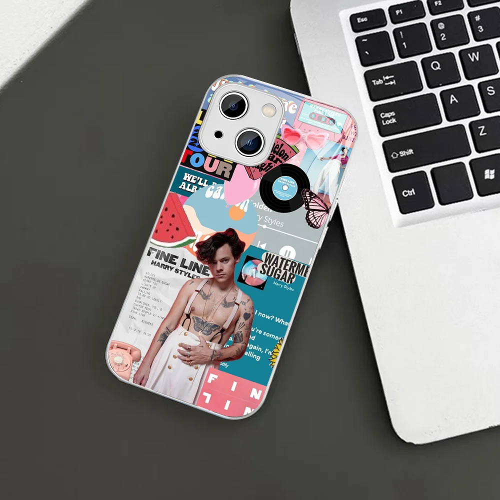 Singer H-HaRRy Fashion S-styles Phone Case Tempered Glass For iphone 14 13 12 11 Pro Mini XS MAX 14Plus X XS XR Cover