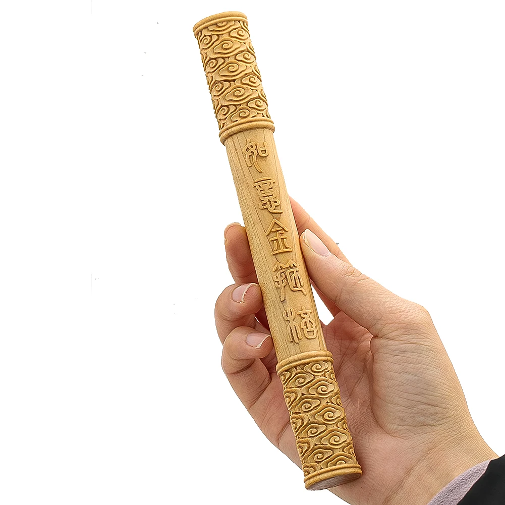 Solid Wood Carved Hand Piece Sun Wukong Ruyi Jingu Bang Wooden Model Home Decoration Ornament Creative Handicraft Gift
