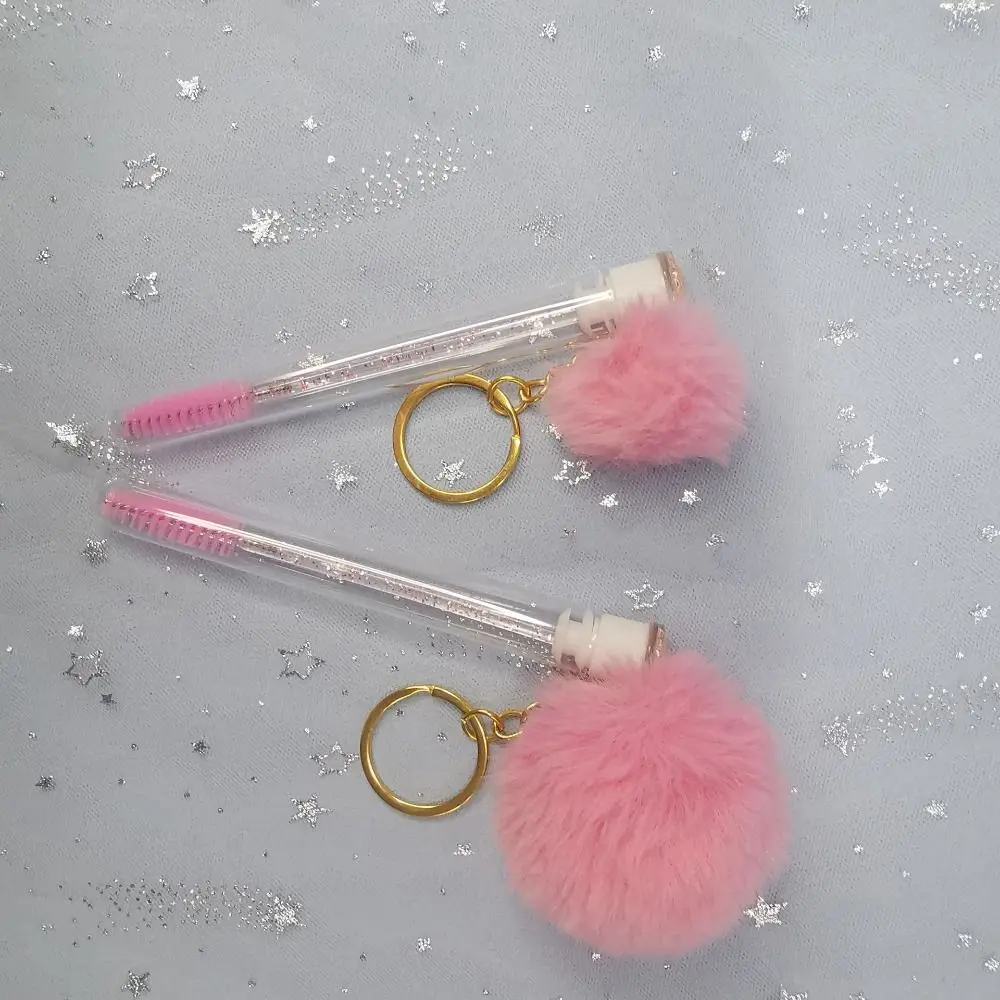 Brosse à cils tube multicolore moelleux pour femme, peigne à dents rondes, boule de cheveux, baguette à mascara, tube transparent, brosses à cils anti-poussière