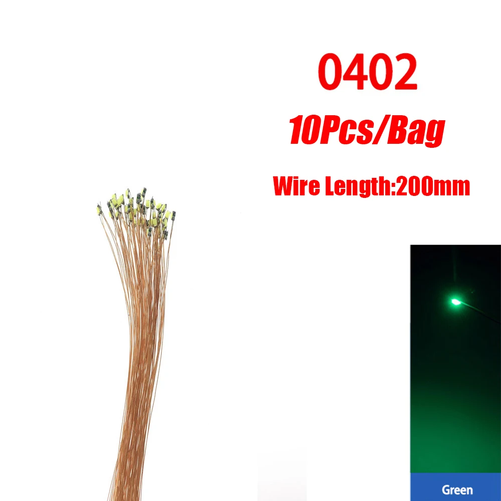 10 teile/los 0402 0603 SMD Lampe Wired Micro Led Vorgelötet Micro Litz Wired Chip 20 cm 3 V Eisenbahn modell Szenen