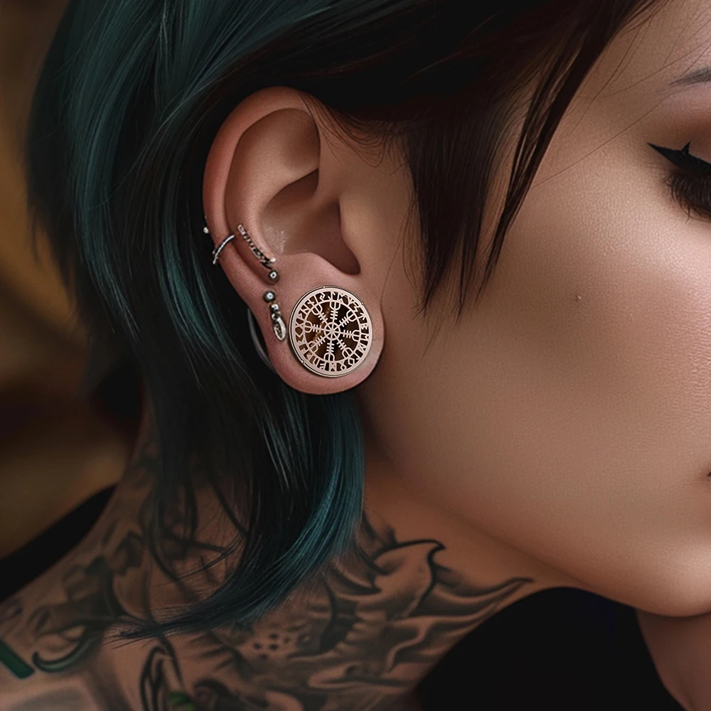 Doearko 2PCS Fashion 316 Stainless Steel Ear Gauges Stretcher Rune Ear Plugs Tunnels Earrings Piercing Expanders Body Jewelry
