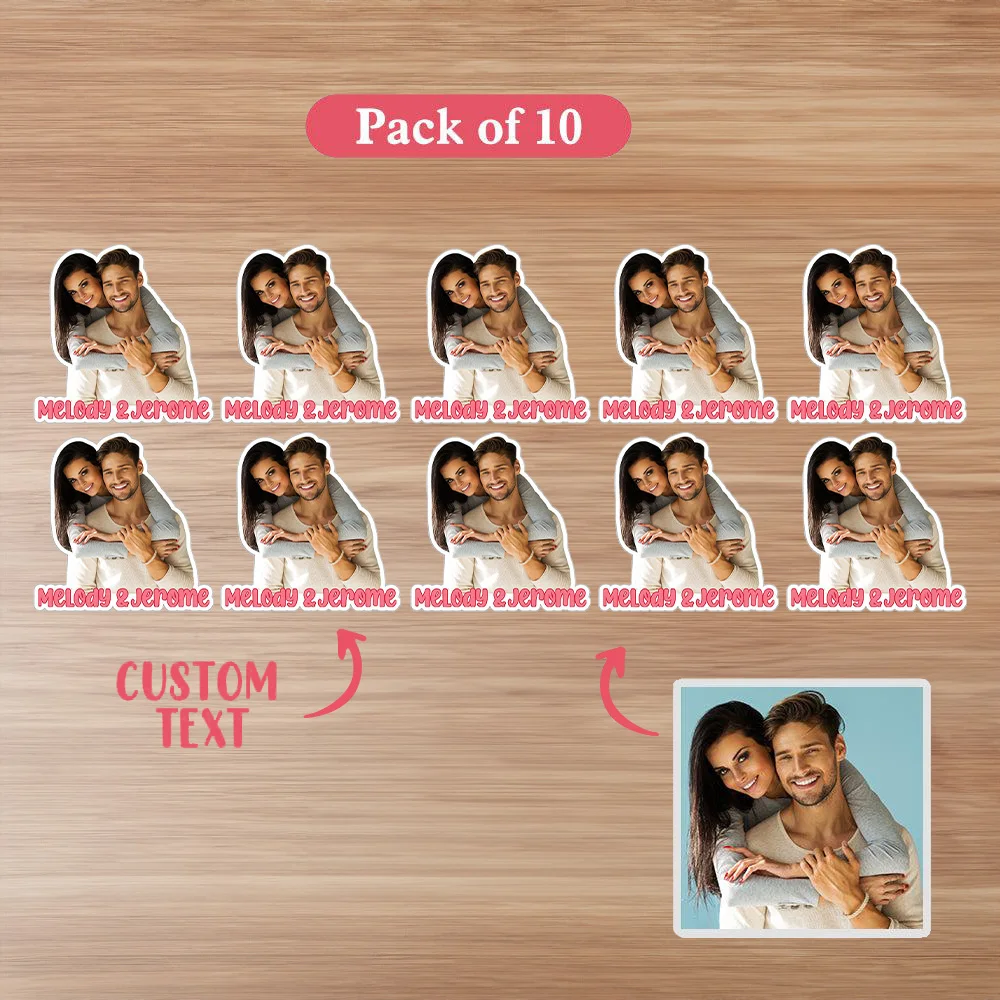 Custom Photo Stickers Personalized Picture Text Decal 10PCS Water Bottle Laptop Mug Vinyl Sticker Gift for Her Him Pet Memorial