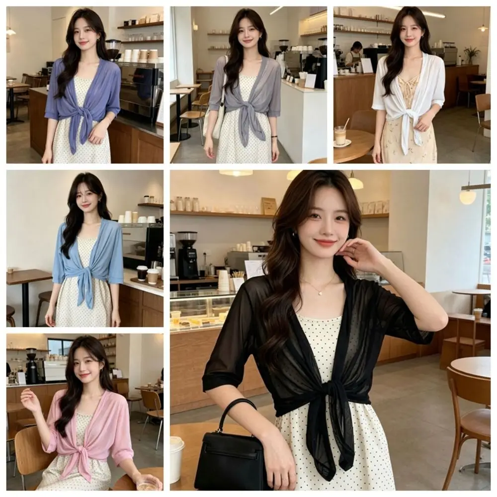 Comfortable Mesh Cardigan Shrug Plus size Casual Lace Shawl Short Breathable Outwear Top Summer