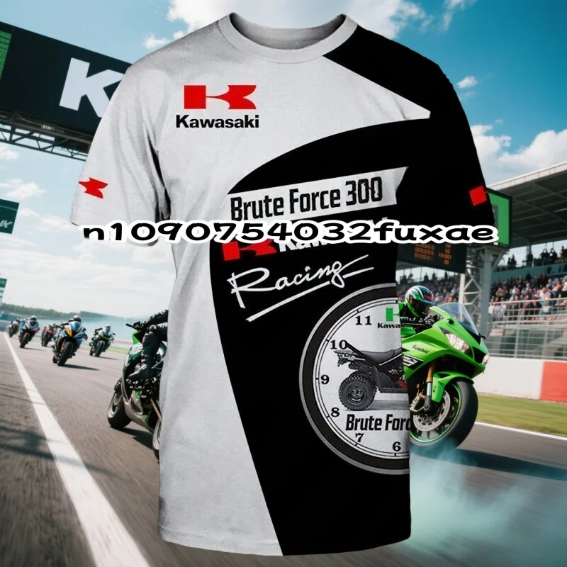 

25/26 Summer Men Kawasaki Motorcycle Quick Drying T-Shirt Locomotive Casual Breathable O-Neck Racing Suit KID/Adult Training Top