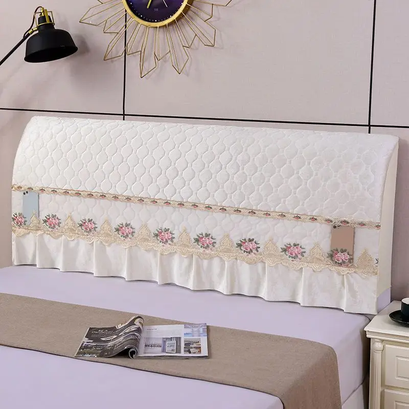 Imagem -06 - Flannelette Acolchoado Headboard Dust Cover Todos Envoltório Cama Tampa da Cabeça Estilo Chinês Bolso Armazenamento Cabeceira Tampa Alta Qualidade