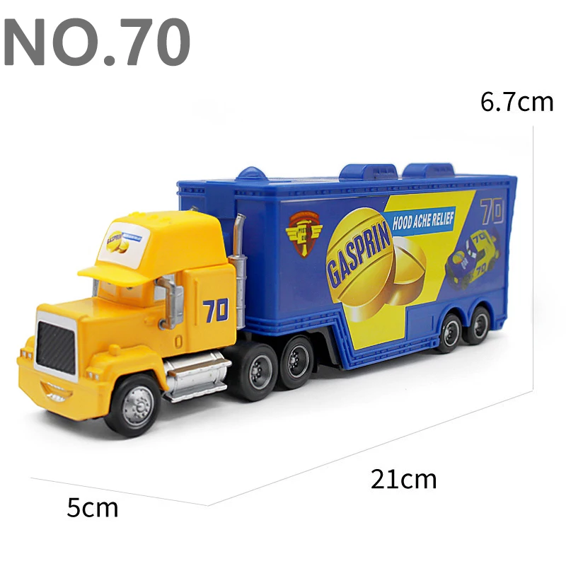 Pixar Cars Greg Candyman's Hauler Modellauto Anime-Figur Mack Container Trucks Semi-Hauler Dinoco Racing Spielzeug Kindergeschenke – Detail 40