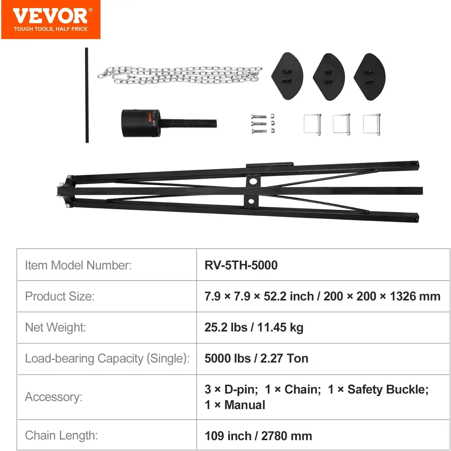 5th Wheel Tripod Stabilizer, 5000 LBS Load Capacity Tripod Fifth Wheel Stabilizer, 35