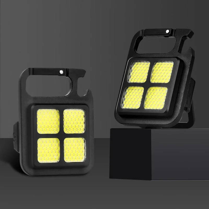 Mini linterna LED COB llavero luz de trabajo 3 modos USB recargable llavero lámpara imán portátil linterna de Camping al aire libre antorcha