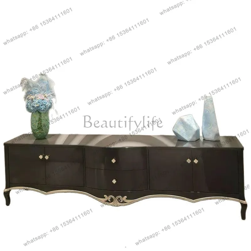 

American retro solid wood TV cabinet light luxury floor decoration living room video cabinet