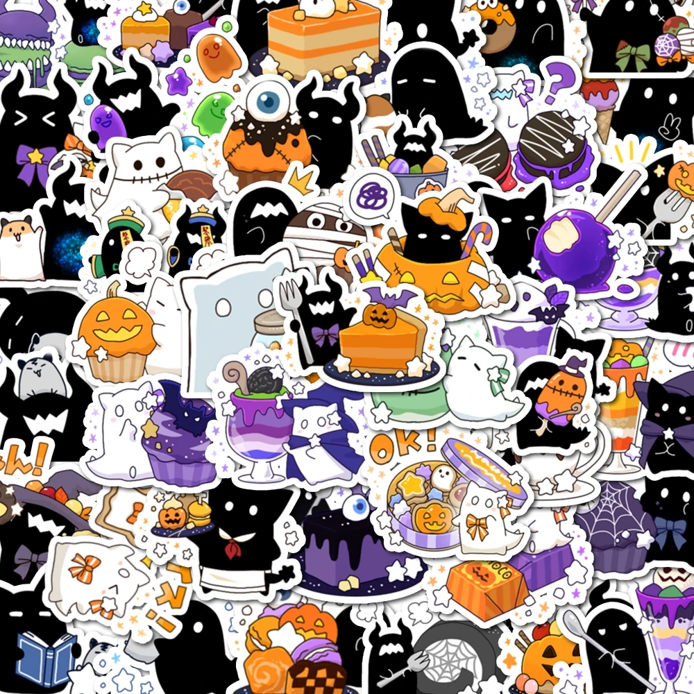 Pegatinas de monstruo pequeño de Halloween para fiestas, 48 piezas, se pueden usar para mesas de pared, Armarios, tazas, fundas de teléfono, Etc.