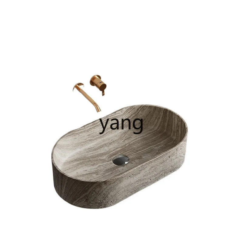 

Yhm travertine basin bed and breakfast bathroom art basin high-end creative oval