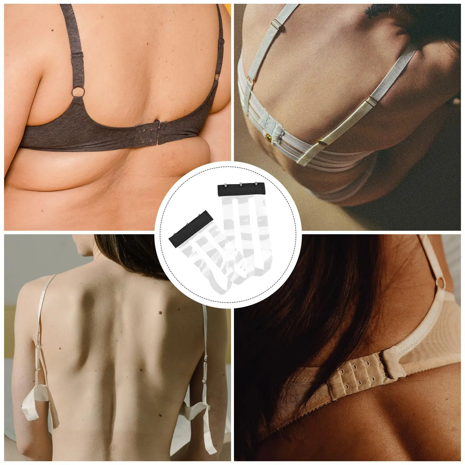 1 Pcs Black Transparent Stretch Bra Extender 3 Hook Elastic Polyester Invisible Bras Women Underwear Accessories Strong Hooks