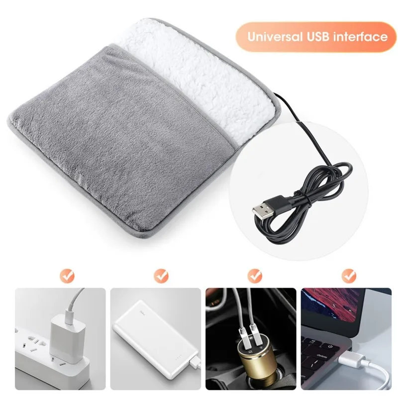 

Foot Warmer USB Foot Heater Thermal Foot Heating Pad Soft Plush Warm Foot Cover Electric Heating Feet Warmer for Home Bedroom