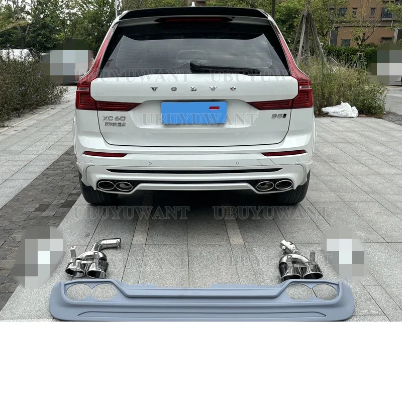 Für Volvo NEUE XC60 ABS HINTERE STOßSTANGE LIPPENSPOILER DIFFUSER Mit Auspuff Tipps Für XC60 2018-2025