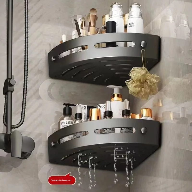 Bathroom triangular storage rack bathroom storage rack toilet room storage rack bathroom storage rack without drilling for - Detail 1