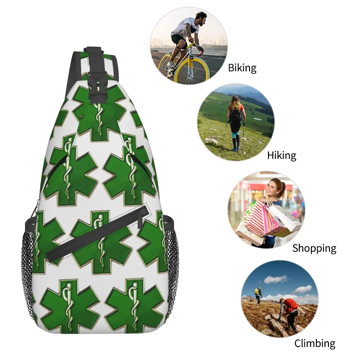 المسعف نجمة الحياة Emt الطوارئ حقيبة صدر للرجال الرجال الرافعة Crossbody على ظهره حقيبة صدر للرجال السفر المشي لمسافات طويلة Daypack حقيبة كتف