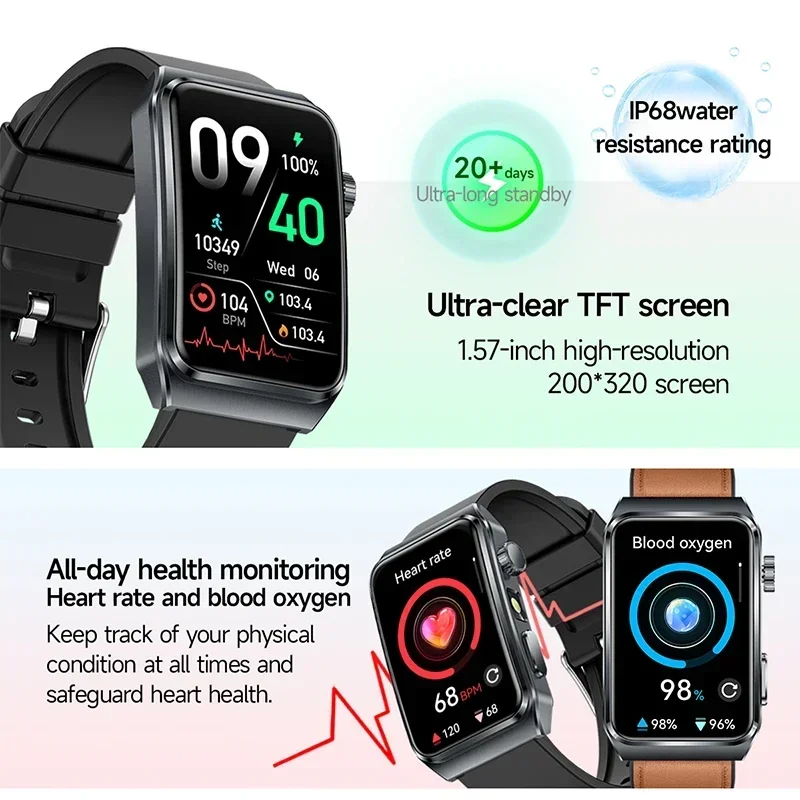 2025 nuevo ECG + PPG análisis de salud reloj inteligente grasa corporal ácido úrico presión arterial rastreador de ritmo cardíaco hombres Smartwatch para Android IOS