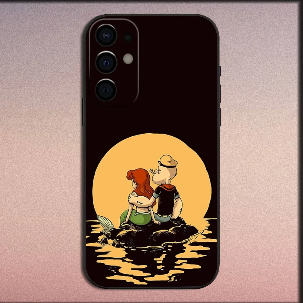 P-popeye-s-sailor電話ケース,samsung,s25,s24,s21,s22,s23,s30,ultra,s20,plus,fe,lite,note,10,9ソフトブラックカバー、5g