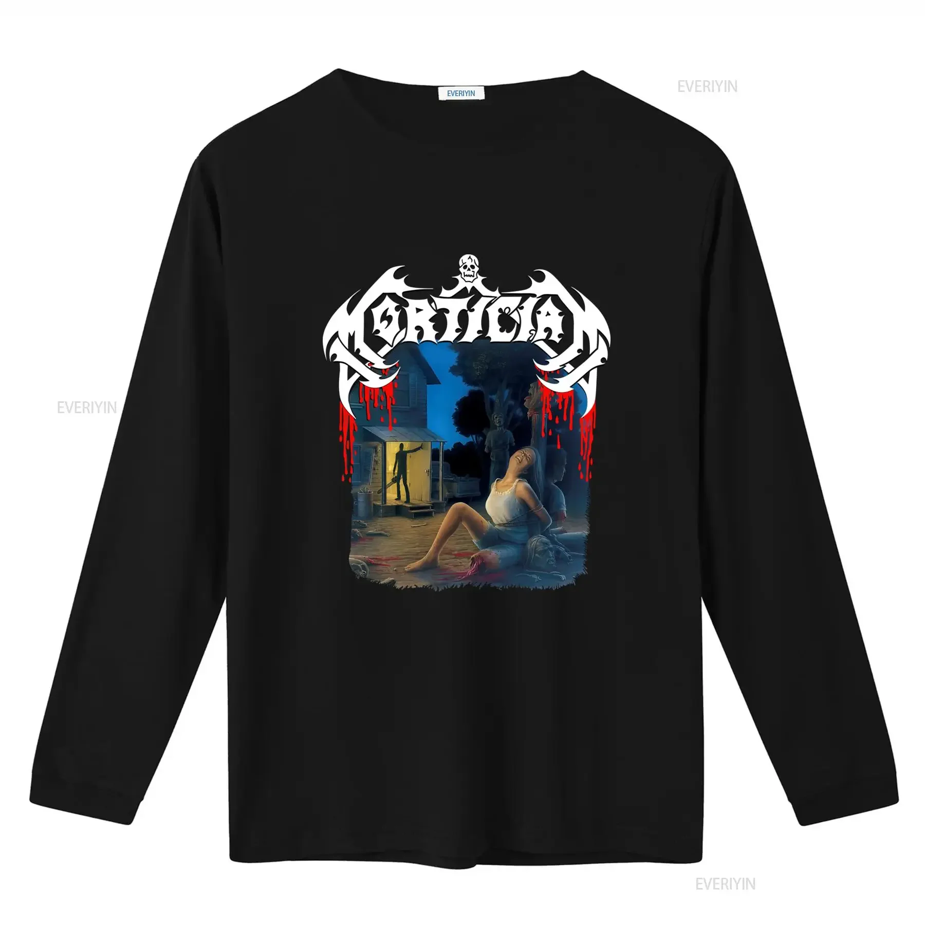 MORTICIAN Chainsaw Dismemberment Horror T Shirt for Men Gothic Blood Splatter and Zombie Design vintage Washed Versatile