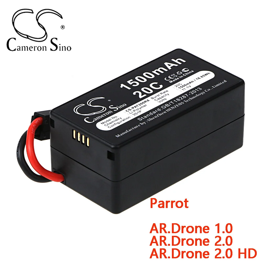 

Cameron Sino Drones Battery for Parrot AR.Drone 1.0 AR.Drone 2.0 AR.Drone 2.0 HD Capacity 1500mAh Type Li-Polymer