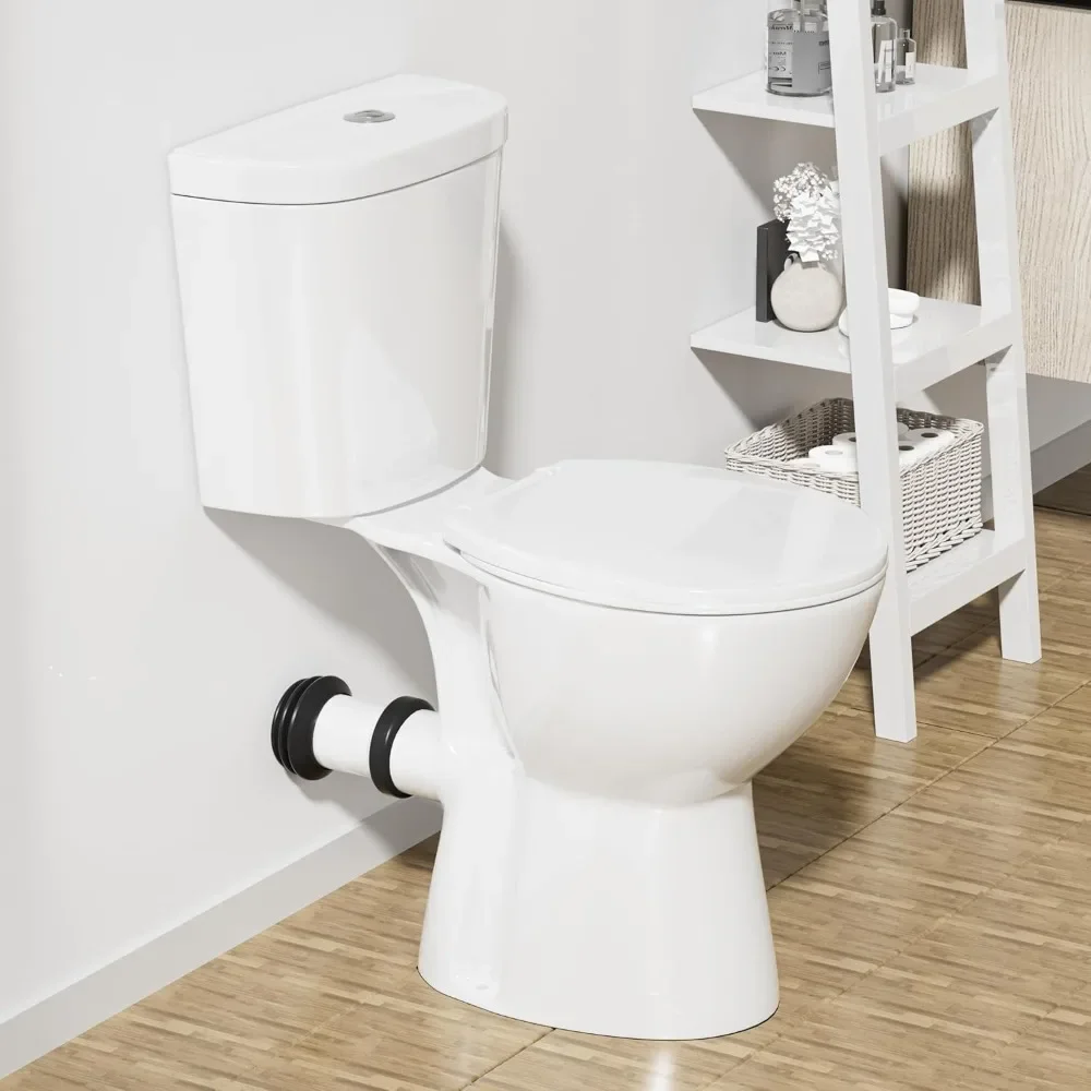 

Rear Outlet Toilet With 19 Inch Tall Toilet Bowl & Tank, High Toilets For Seniors With Rear Discharge-Includes Extension Pipe