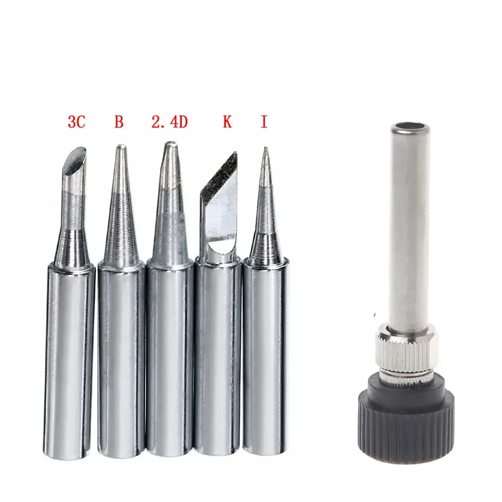 6Pcs I/B/K/3C/2.4D Soldering Iron Tip Lead-free 900M 933 Pure Copper Soldering Iron Head For Atten Fast Soldering Station