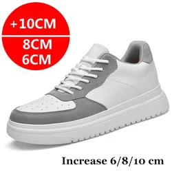 Zapatos de cuero genuino para hombre, zapatillas con tacón oculto, plantilla de cuña, altura informal, 6CM, 8CM, novedad de verano