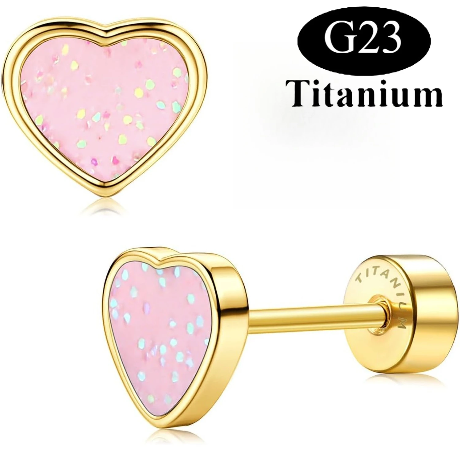 

Drperfect 20G Titanium Heart Love Earrings for Women 14K Gold Plated Cute Tiny Sequins Studs Cartilage Earrings Piercing Jewelry