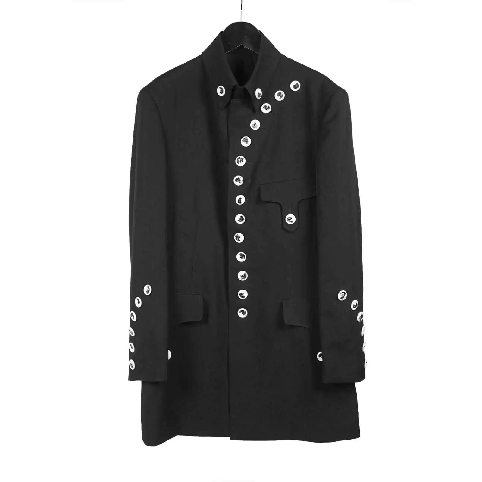 TOP-YAMAMOTO Japanese Original Design Dark Niche Black Ink Buckle Loose Wool Jacket