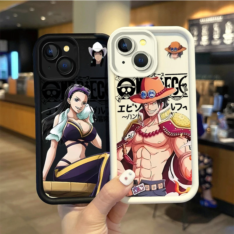 Anime O-One Pieces Robin Ace Phone Case For iPhone 16 Pro Max Case 15 14 13 12 11 Pro XR X XS Max 8 7 Soft Liquid Silicone Cover