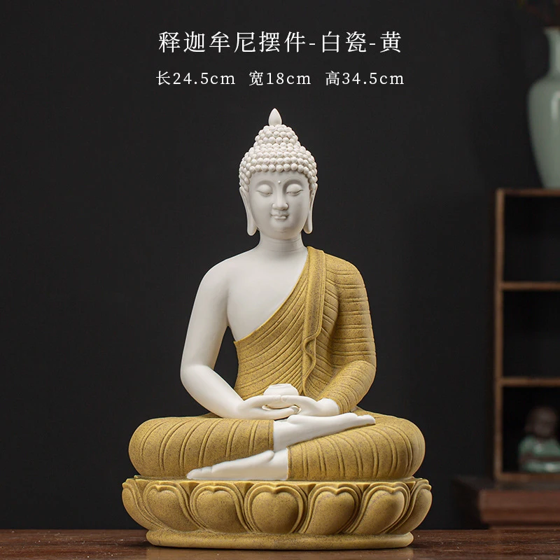 Chinese-Style Ceramic Statues Of Shakyamuni, Amitabha, Medicine Buddha, Tathagata, Decorative Pieces, Lamp Circles, And T