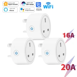 Smart Home Automation Adapter: Apple HomeKit Socket WiFi Plug UK 3 Pin 16A 20A Electricity Monitoring Timer