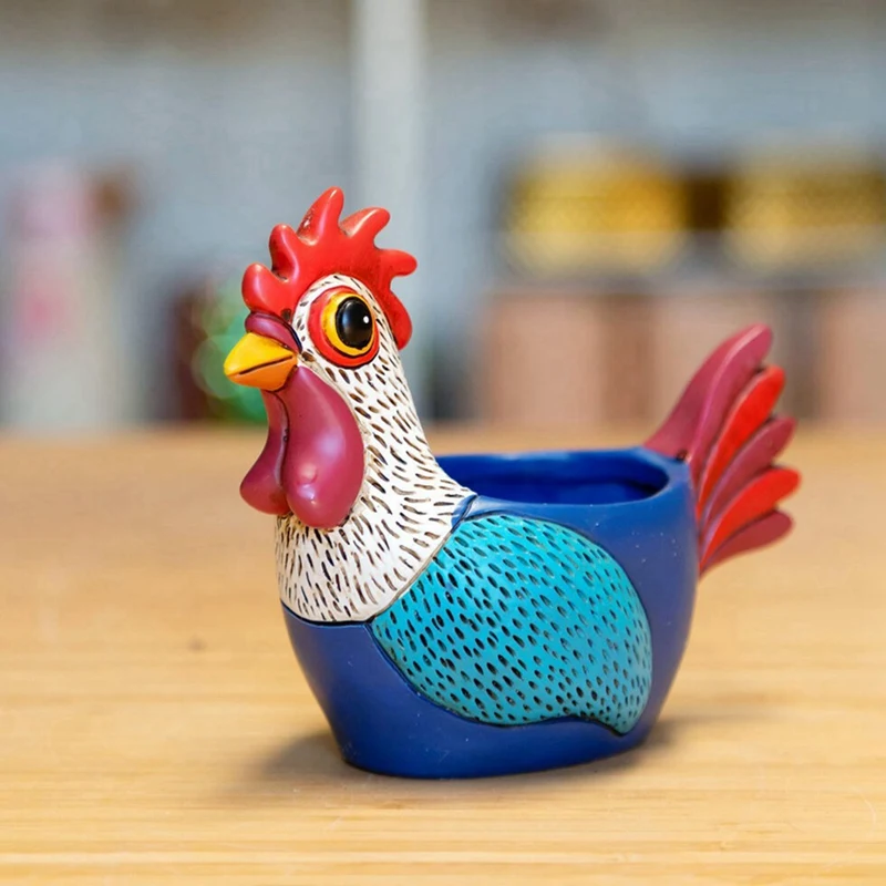 Chicken Planter Rooster Flower Pot Resin Hen Planter Ornament For Indoor And Outdoor Gardens Plant Flower Pot