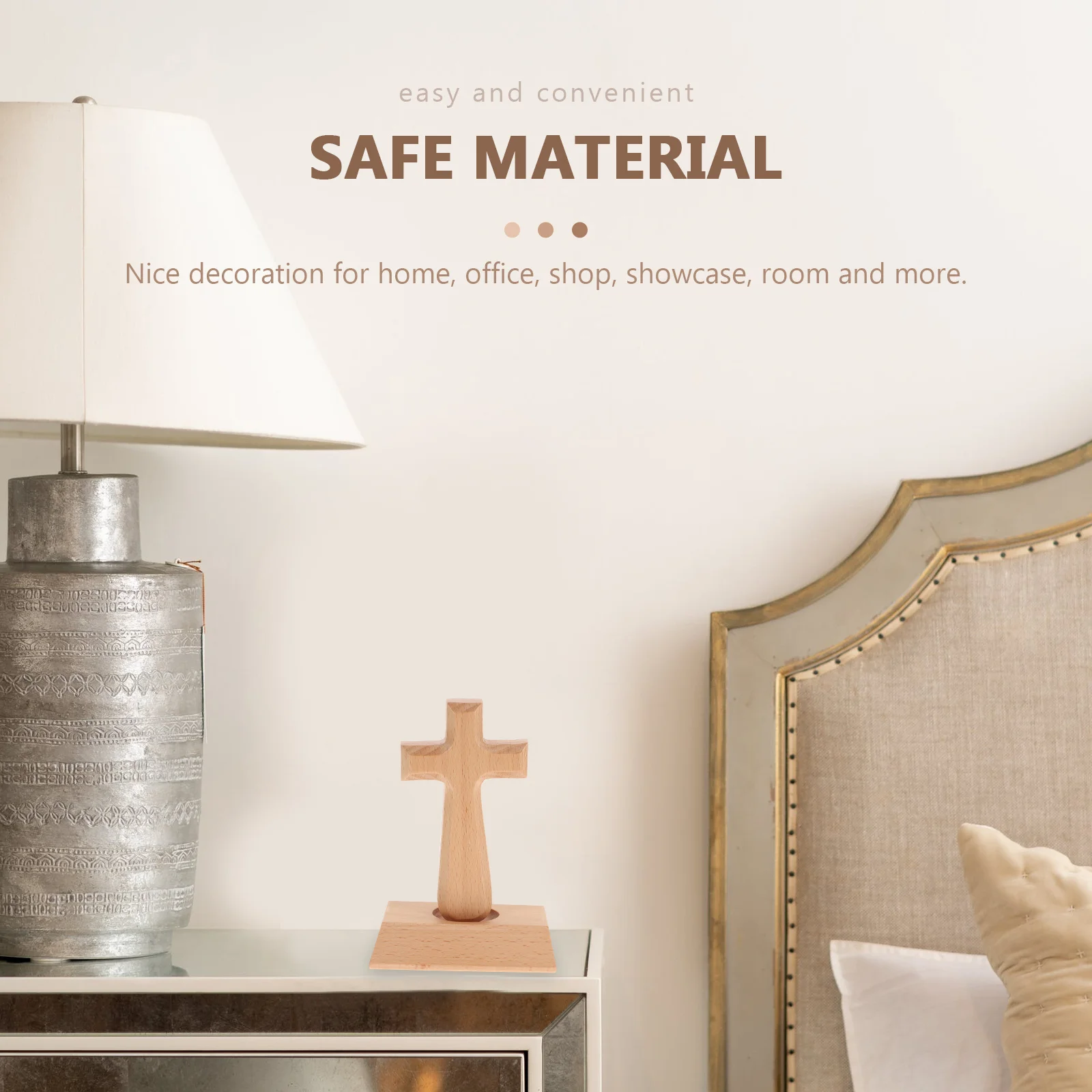 

1Pcs Wooden Cross Solid Wood Latin Cross Standing Decorative Ornament for Home Shop Office Christian Catholic Decor