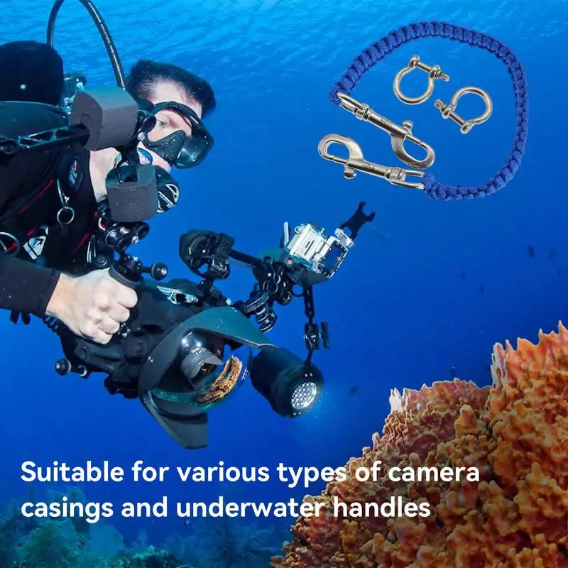 Underwater Camera Tray Rope Flexible Scuba Lanyard For Diving & Snorkeling 360 Degrees Retractable Waterproof Camera & Camcorder