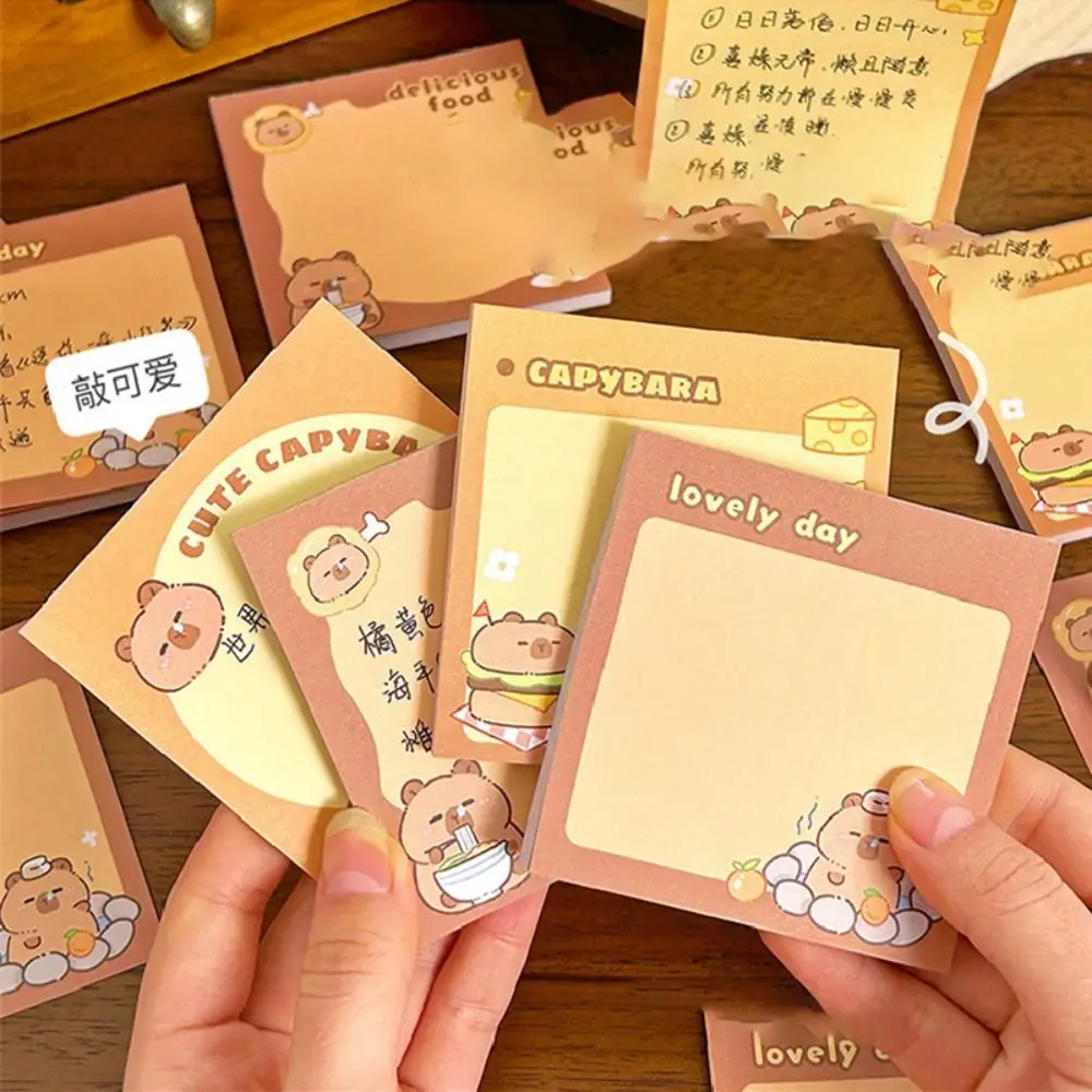 50 sheets Kawaii Capybara Memo Pad Non-adhesive Multifunction N Times Sticky Notes Portable Multi-purpose Cartoon Message Notes